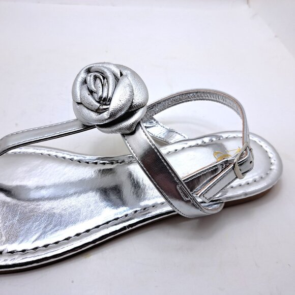 New York & Company Womens Rosette T-Strap, ALMOND Sandals - Size 9 - Picture 8 of 11